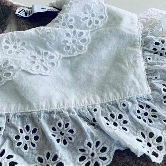 Zara wool blend brown sweater with contrasting collar Small - Picture 9 of 12